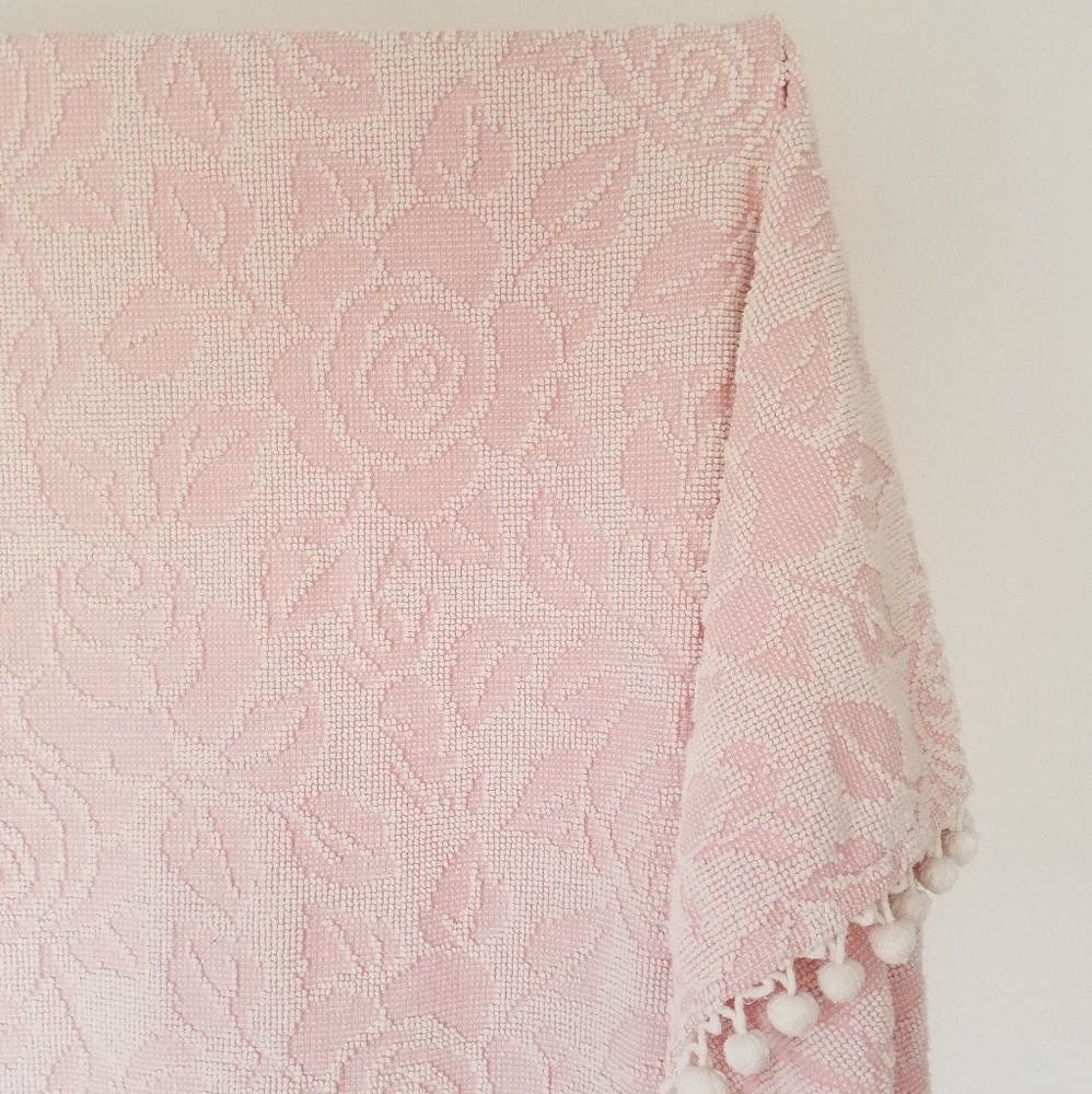 Blush pink chenille twin bedspread
